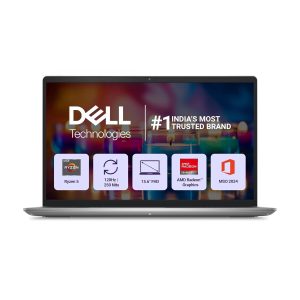 dell 15, amd ryzen 5 7530u processor, 16gb ram, 512gb ssd, fhd ips 15.6"/39.62 cm 120hz display, windows 11, mso'24, platinum silver, 1.67kg, standard keyboard, 15 month mcafee, thin & light laptop